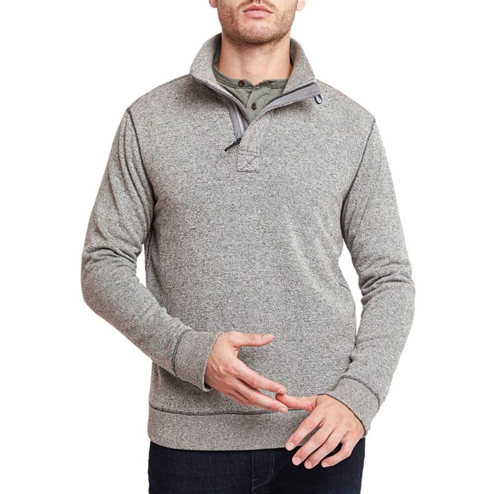 Surfside Supply Mens Half Zip Soft Towel Terry Mock Neck Sweater X-Small Grey